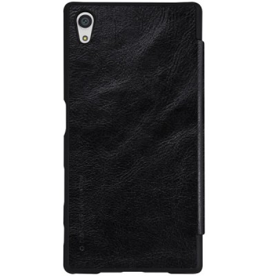 Greznais „Nillkin“ Qin sērijas ādas atvērams melns Sony Xperia Z5 maciņš (maks) / Vacins.lv