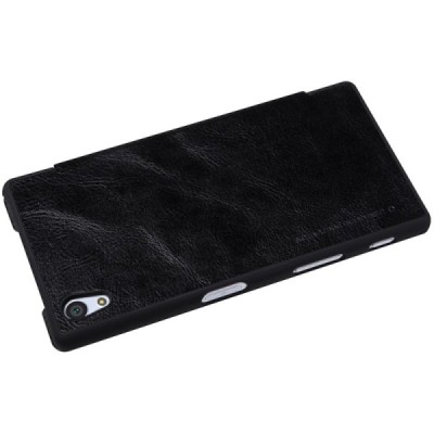 Greznais „Nillkin“ Qin sērijas ādas atvērams melns Sony Xperia Z5 maciņš (maks) / Vacins.lv