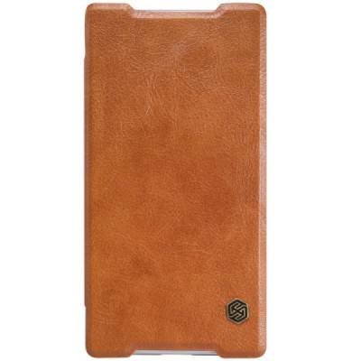 Greznais „Nillkin“ Qin sērijas ādas atvērams brūns Sony Xperia Z5 maciņš (maks) / Vacins.lv