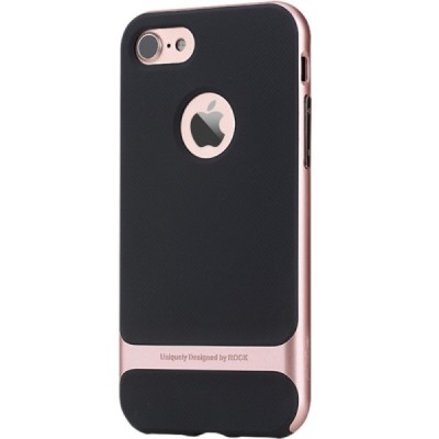 „Rock“ Royce sustiprintos apsaugos Apple iPhone 7 (iPhone 8) juodas rožinės spalvos apvadais kieto silikono (TPU) ir plastiko dė