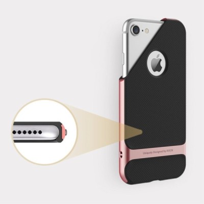 „Rock“ Royce pastiprinātas aizsardzības melns apmales rozā krāsā Apple iPhone 7 (iPhone 8) apvalks / Vacins.lv