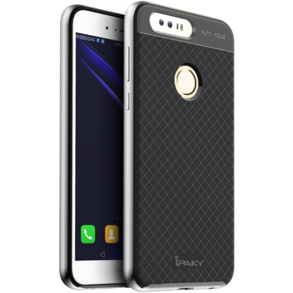 „IPAKY“ cieta silikona (TPU) apvalks - melns / sudrabs (Honor 8)