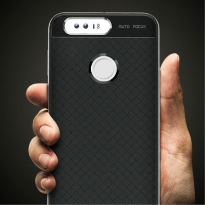 Honor 8 „IPAKY“ cieta silikona (TPU) melns apvalks (apmales - sudrabā krāsā) / Vacins.lv