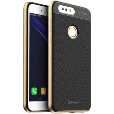 Honor 8 „IPAKY“ cieta silikona (TPU) zelta apvalks (apmales - zeltā krāsā) / Vacins.lv