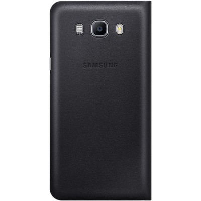 Samsung Galaxy J7 2016 (J710) oficiāls Flip Wallet Cover EF-WJ710 atvērams melns ādas maciņš (maks) / Vacins.lv
