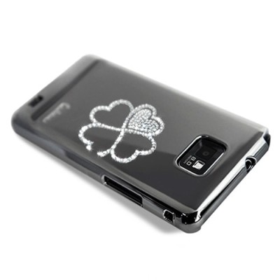 „Leshine“ juodas Samsung Galaxy S2 i9100 dėklas (dėkliukas, nugarėlė) - gėlė / Priedai.lt