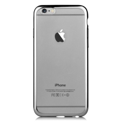 Apple iPhone 7 (iPhone 8) elegants „Devia“ Glitter dzidrs (caurspīdīgs) silikona TPU apvalks (apmales melnā krāsā) ar ekrāna aiz