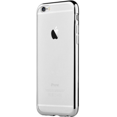 Apple iPhone 7 (iPhone 8) elegants „Devia“ Glitter dzidrs (caurspīdīgs) silikona TPU apvalks (apmales sudrabā krāsā) ar ekrāna a