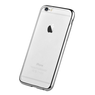 Apple iPhone 7 (iPhone 8) elegants „Devia“ Glitter dzidrs (caurspīdīgs) silikona TPU apvalks (apmales sudrabā krāsā) ar ekrāna a