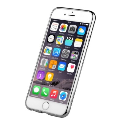 Apple iPhone 7 (iPhone 8) elegants „Devia“ Glitter dzidrs (caurspīdīgs) silikona TPU apvalks (apmales sudrabā krāsā) ar ekrāna a