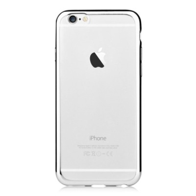 Apple iPhone 7 (iPhone 8) elegants „Devia“ Glitter dzidrs (caurspīdīgs) silikona TPU apvalks (apmales sudrabā krāsā) ar ekrāna a