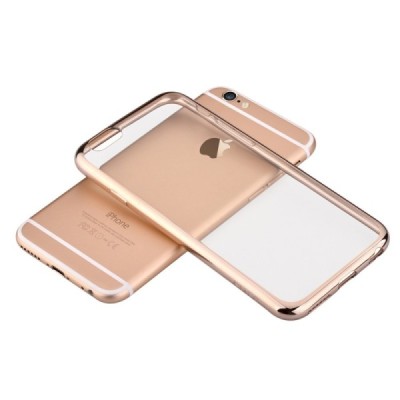 Apple iPhone 7 (iPhone 8) „Devia“ Glitter dzidrs (caurspīdīgs) silikona TPU apvalks (apmales zeltā krāsā) ar ekrāna aizsargstikl