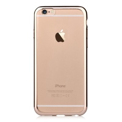 Apple iPhone 7 (iPhone 8) „Devia“ Glitter dzidrs (caurspīdīgs) silikona TPU apvalks (apmales zeltā krāsā) ar ekrāna aizsargstikl