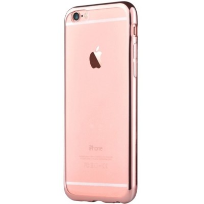 Apple iPhone 7 (iPhone 8) elegants „Devia“ Glitter dzidrs (caurspīdīgs) silikona TPU apvalks (apmales rozā krāsā) ar ekrāna aizs