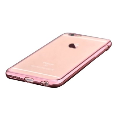 Apple iPhone 7 (iPhone 8) elegants „Devia“ Glitter dzidrs (caurspīdīgs) silikona TPU apvalks (apmales rozā krāsā) ar ekrāna aizs