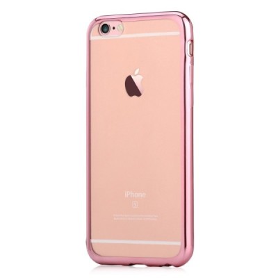 Apple iPhone 7 (iPhone 8) elegants „Devia“ Glitter dzidrs (caurspīdīgs) silikona TPU apvalks (apmales rozā krāsā) ar ekrāna aizs