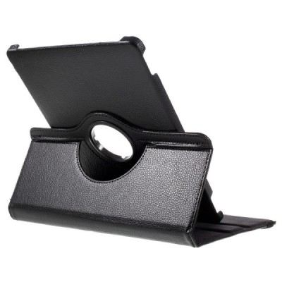 Huawei MediaPad M2 10 atverčiamas, sukamas 360 laipsnių, juodas odinis dėklas - stovas / Priedai.lt