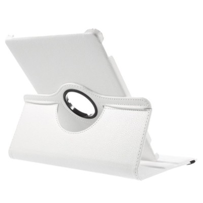 Huawei MediaPad M2 10 atvēramais balts ādas maciņš, grozās 360° grādu apjomā / Vacins.lv