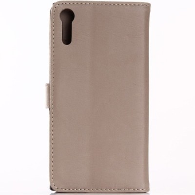 Sony Xperia XZ atverčiamas smėlio spalvos odinis retro dėklas - piniginė / Priedai.lt