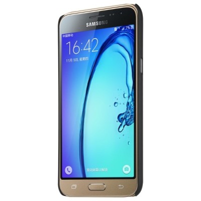 Samsung Galaxy J3 2016 Nillkin Frosted Shield melns plastmasas apvalks + ekrāna aizsargplēve / Vacins.lv