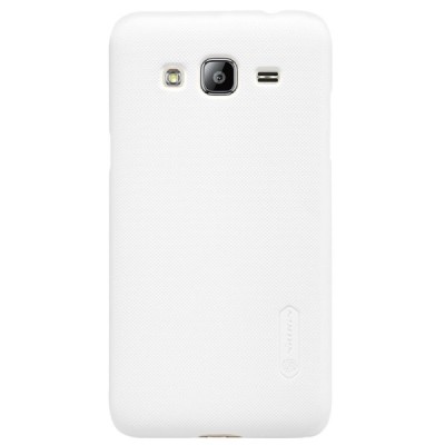 Samsung Galaxy J3 2016 Nillkin Frosted Shield balts plastmasas apvalks + ekrāna aizsargplēve / Vacins.lv