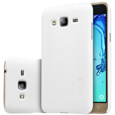 Samsung Galaxy J3 2016 Nillkin Frosted Shield balts plastmasas apvalks + ekrāna aizsargplēve / Vacins.lv