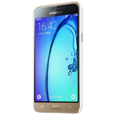 Samsung Galaxy J3 2016 Nillkin Frosted Shield balts plastmasas apvalks + ekrāna aizsargplēve / Vacins.lv