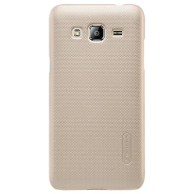Samsung Galaxy J3 2016 Nillkin Frosted Shield zelta plastmasas apvalks + ekrāna aizsargplēve / Vacins.lv