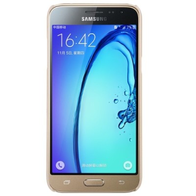 Samsung Galaxy J3 2016 Nillkin Frosted Shield zelta plastmasas apvalks + ekrāna aizsargplēve / Vacins.lv
