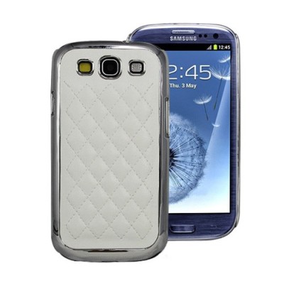 Stilingas baltas odinis Samsung Galaxy S3 dėklas (dėkliukas, nugarėlė) / Priedai.lt