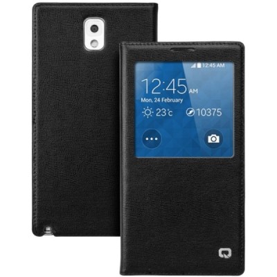 „QIALINO“ Samsung Galaxy Note 3 atverčiamas juodas odinis dėklas / Priedai.lt