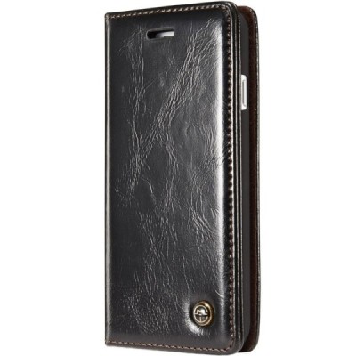 Apple iPhone 7 (iPhone 8) „CaseMe“ solidus atverčiamas juodas odinis dėklas - knygutė / Priedai.lt