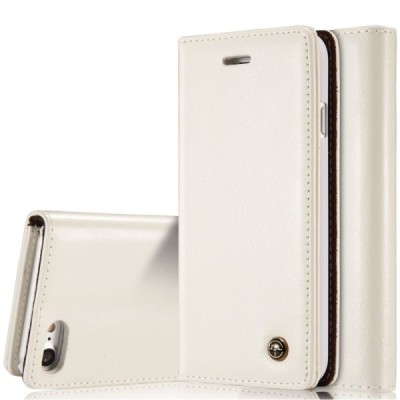 Apple iPhone 7 (iPhone 8) „CaseMe“ solīds atvēramais ādas balts maciņš - maks / Vacins.lv