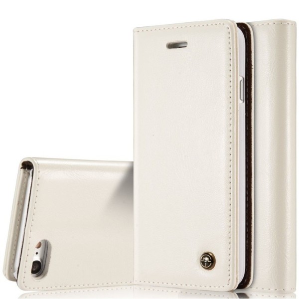 „CaseMe“ solīds atvēramais ādas maciņš - balts (iPhone 7 / 8 / SE 2020 / SE 2022)