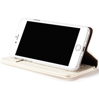 Apple iPhone 7 (iPhone 8) „CaseMe“ solīds atvēramais ādas balts maciņš - maks / Vacins.lv