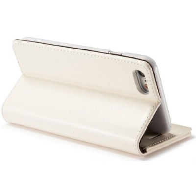 Apple iPhone 7 (iPhone 8) „CaseMe“ solīds atvēramais ādas balts maciņš - maks / Vacins.lv