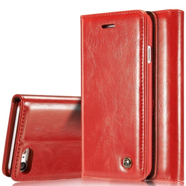 „CaseMe“ solīds atvēramais ādas maciņš - sarkans (iPhone 7 / 8 / SE 2020 / SE 2022)