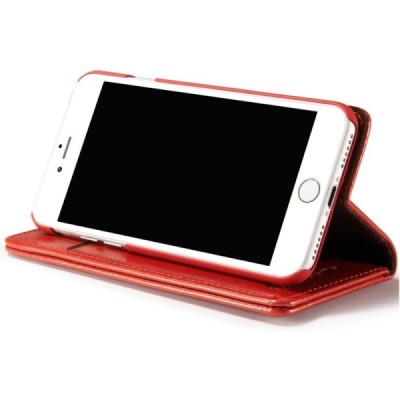 Apple iPhone 7 (iPhone 8) „CaseMe“ solīds atvēramais ādas sarkans maciņš - maks / Vacins.lv