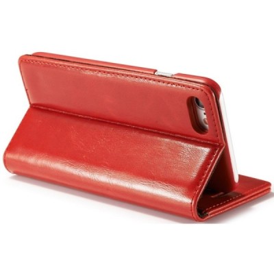 Apple iPhone 7 (iPhone 8) „CaseMe“ solīds atvēramais ādas sarkans maciņš - maks / Vacins.lv