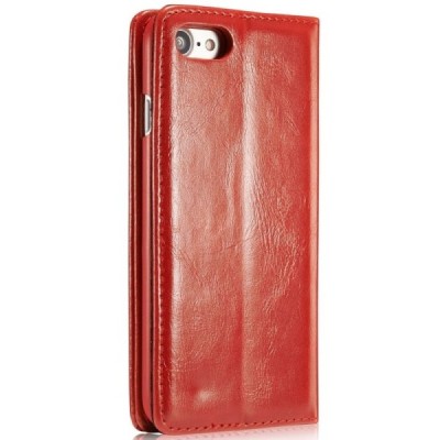 Apple iPhone 7 (iPhone 8) „CaseMe“ solīds atvēramais ādas sarkans maciņš - maks / Vacins.lv