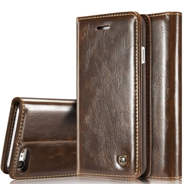 „CaseMe“ solīds atvēramais ādas maciņš - brūns (iPhone 6 / 7 / 8 / SE 2020 / SE 2022)