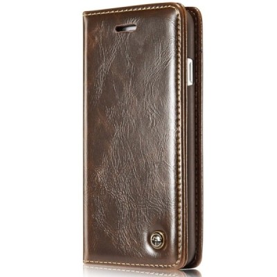 Apple iPhone 7 (iPhone 8) „CaseMe“ solīds atvēramais ādas brūns maciņš - maks / Vacins.lv