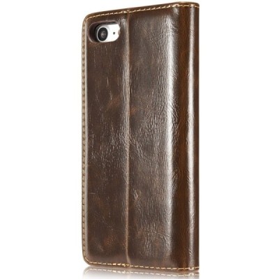 Apple iPhone 7 (iPhone 8) „CaseMe“ solīds atvēramais ādas brūns maciņš - maks / Vacins.lv