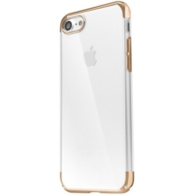 Apple iPhone 7 (iPhone 8) Baseus Glitter plastikinis skaidrus permatomas auksinis dėklas / Priedai.lt
