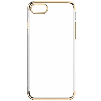 Apple iPhone 7 (iPhone 8) Baseus Glitter plastikinis skaidrus permatomas auksinis dėklas / Priedai.lt