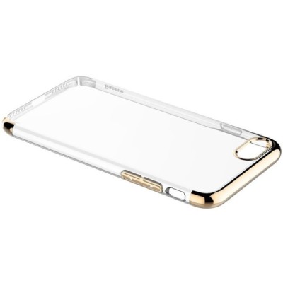 Apple iPhone 7 (iPhone 8) Baseus Glitter plastikinis skaidrus permatomas auksinis dėklas / Priedai.lt