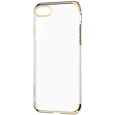 Apple iPhone 7 (iPhone 8) Baseus Glitter plastikinis skaidrus permatomas auksinis dėklas / Priedai.lt