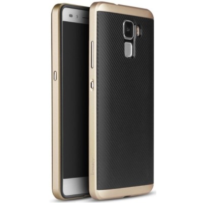 Honor 7 „IPAKY“ kieto silikono TPU juodas (auksiniais apvadais) dėklas - nugarėlė / Priedai.lt