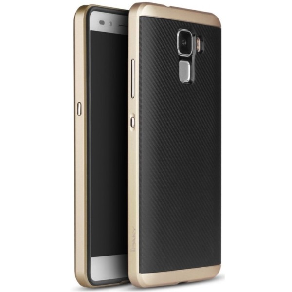 „IPAKY“ kieto silikono (TPU) dėklas - juodas / auksinis (Honor 7)