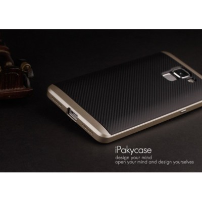 Honor 7 „IPAKY“ kieto silikono TPU juodas (auksiniais apvadais) dėklas - nugarėlė / Priedai.lt